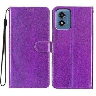 For Motorola Moto G Play 2024 Glitter Powder Flip Leather Phone Case(Purple)