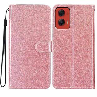 For Motorola Moto G Stylus 5G 2024 Glitter Powder Flip Leather Phone Case(Rose Gold)