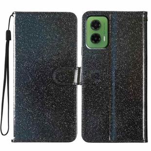 For Motorola Moto G35 Glitter Powder Flip Leather Phone Case(Black)