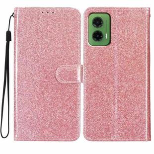 For Motorola Moto G35 Glitter Powder Flip Leather Phone Case(Rose Gold)