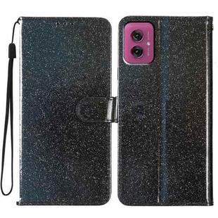 For Motorola Moto G55 Glitter Powder Flip Leather Phone Case(Black)