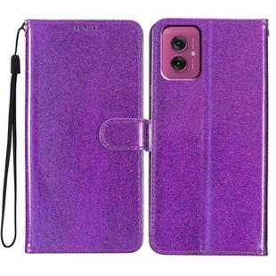 For Motorola Moto G55 Glitter Powder Flip Leather Phone Case(Purple)