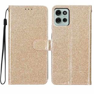 For Motorola Moto G75 5G Glitter Powder Flip Leather Phone Case(Gold)