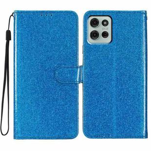 For Motorola Moto G75 5G Glitter Powder Flip Leather Phone Case(Blue)