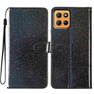 For Motorola Moto G15 Glitter Powder Flip Leather Phone Case(Black)