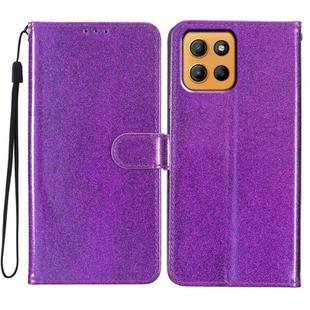 For Motorola Moto G15 Glitter Powder Flip Leather Phone Case(Purple)