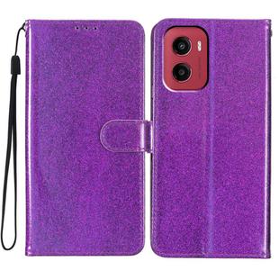 For Motorola Moto G05 Glitter Powder Flip Leather Phone Case(Purple)