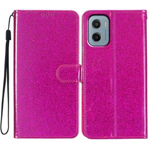 For Motorola Moto E15 Glitter Powder Flip Leather Phone Case(Rose Red)