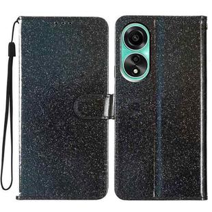 For OPPO A38 4G Glitter Powder Flip Leather Phone Case(Black)
