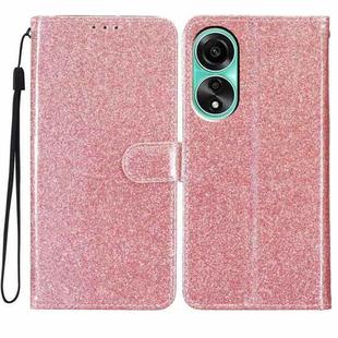 For OPPO A38 4G Glitter Powder Flip Leather Phone Case(Rose Gold)