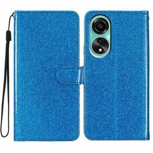 For OPPO A38 4G Glitter Powder Flip Leather Phone Case(Blue)