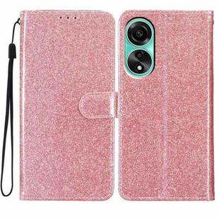 For OPPO A58 4G Glitter Powder Flip Leather Phone Case(Rose Gold)