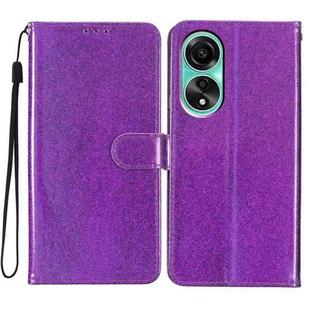 For OPPO A58 4G Glitter Powder Flip Leather Phone Case(Purple)