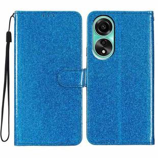 For OPPO A58 4G Glitter Powder Flip Leather Phone Case(Blue)