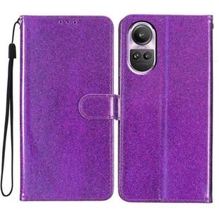 For OPPO Reno10 / Reno10 Pro Global Glitter Powder Flip Leather Phone Case(Purple)
