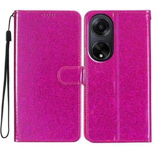 For OPPO A98 Glitter Powder Flip Leather Phone Case(Rose Red)