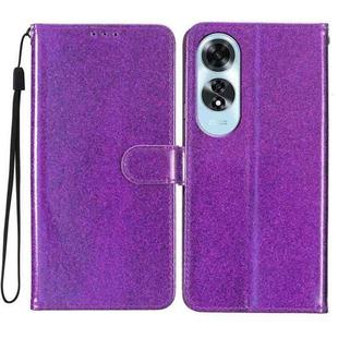For OPPO A60 Glitter Powder Flip Leather Phone Case(Purple)