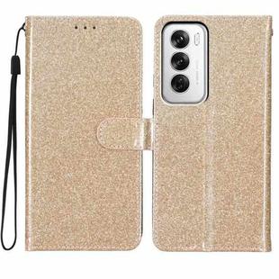 For OPPO Reno12 Global Glitter Powder Flip Leather Phone Case(Gold)