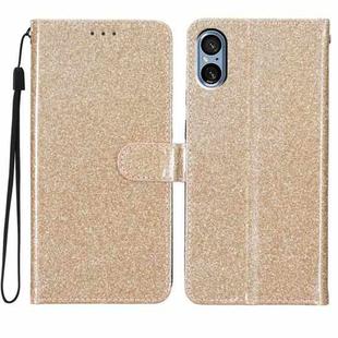 For Sony Xperia 5 V Glitter Powder Flip Leather Phone Case(Gold)