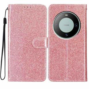 For Huawei Mate 60 Pro Glitter Powder Flip Leather Phone Case(Rose Gold)