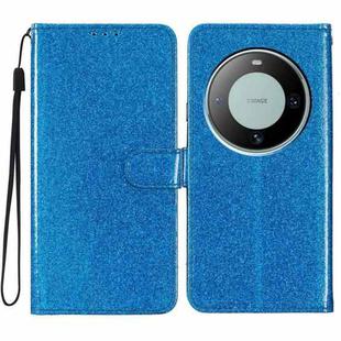 For Huawei Mate 60 Pro Glitter Powder Flip Leather Phone Case(Blue)