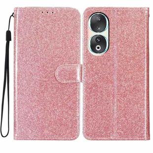 For Honor 90 Glitter Powder Flip Leather Phone Case(Rose Gold)