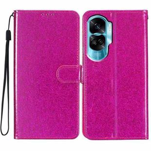 For Honor 90 Lite Glitter Powder Flip Leather Phone Case(Rose Red)