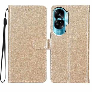 For Honor 90 Lite Glitter Powder Flip Leather Phone Case(Gold)