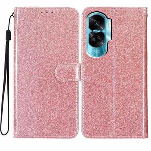 For Honor 90 Lite Glitter Powder Flip Leather Phone Case(Rose Gold)