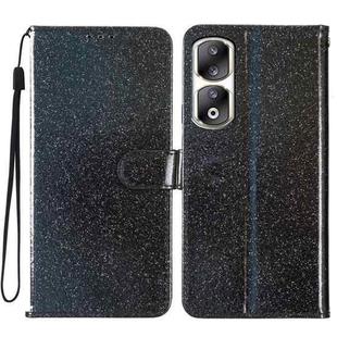 For Honor 90 Pro Glitter Powder Flip Leather Phone Case(Black)