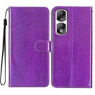 For Honor 90 Pro Glitter Powder Flip Leather Phone Case(Purple)