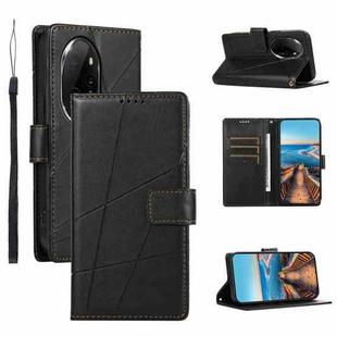 For Honor 100 Pro PU Genuine Leather Texture Embossed Line Phone Case(Black)