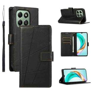 For Honor X6b PU Genuine Leather Texture Embossed Line Phone Case(Black)