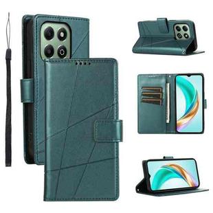 For Honor X6b PU Genuine Leather Texture Embossed Line Phone Case(Green)