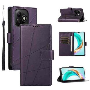 For Honor X60i PU Genuine Leather Texture Embossed Line Phone Case(Purple)