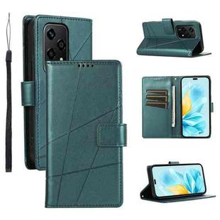 For Honor 200 Lite Global PU Genuine Leather Texture Embossed Line Phone Case(Green)