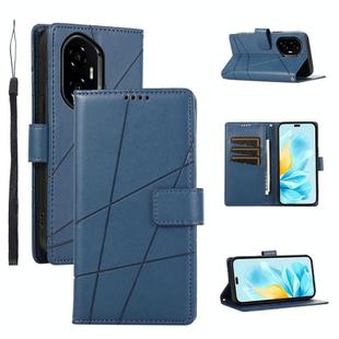 For Honor 300 Pro / 300 Ultra PU Genuine Leather Texture Embossed Line Phone Case(Blue)
