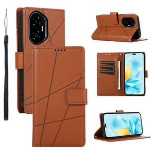 For Honor 300 Pro / 300 Ultra PU Genuine Leather Texture Embossed Line Phone Case(Brown)