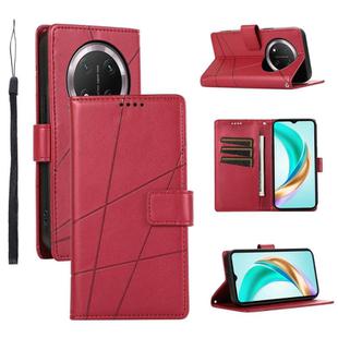 For Honor X9c Global / Magic7 Lite PU Genuine Leather Texture Embossed Line Phone Case(Red)