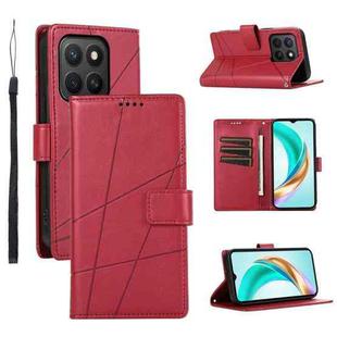 For Honor X8c 4G PU Genuine Leather Texture Embossed Line Phone Case(Red)
