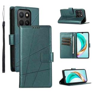 For Honor X8c 4G PU Genuine Leather Texture Embossed Line Phone Case(Green)