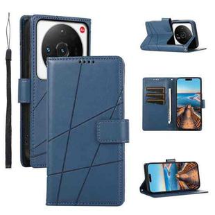 For Xiaomi 12 Ultra PU Genuine Leather Texture Embossed Line Phone Case(Blue)