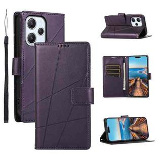 For Xiaomi Redmi 12 PU Genuine Leather Texture Embossed Line Phone Case(Purple)