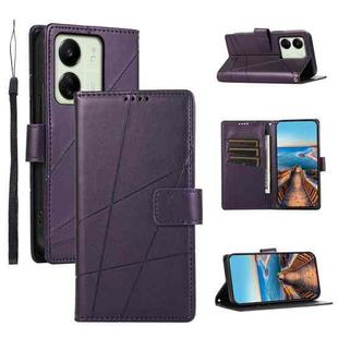 For Xiaomi Redmi 13C PU Genuine Leather Texture Embossed Line Phone Case(Purple)