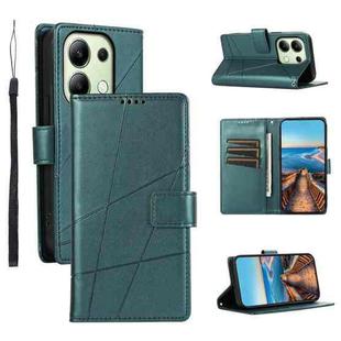 For Xiaomi Redmi Note 13 4G PU Genuine Leather Texture Embossed Line Phone Case(Green)