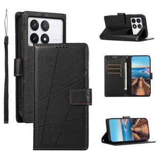 For Xiaomi Poco X6 Pro 5G PU Genuine Leather Texture Embossed Line Phone Case(Black)