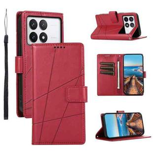 For Xiaomi Poco X6 Pro 5G PU Genuine Leather Texture Embossed Line Phone Case(Red)