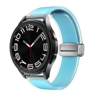 For Samsung Galaxy Watch6 / 5 / 4 Translucent Magnetic Silver Buckle Silicone Watch Band(Tiffany Blue)