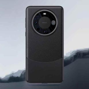 For Huawei Mate 60 Skin feel PC + Plain Leather Phone Case(Black)