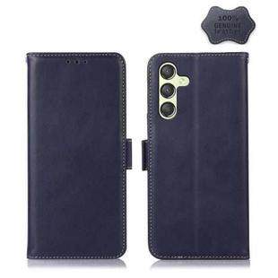 For Xiaomi 14 Magnetic Crazy Horse Texture Genuine Leather RFID Phone Case(Blue)